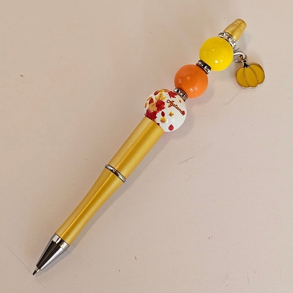 Hand Crafted Holiday Pens Beaded Set of 3 Fall Floral Sunflower Halloween Black - Picture 15 of 17